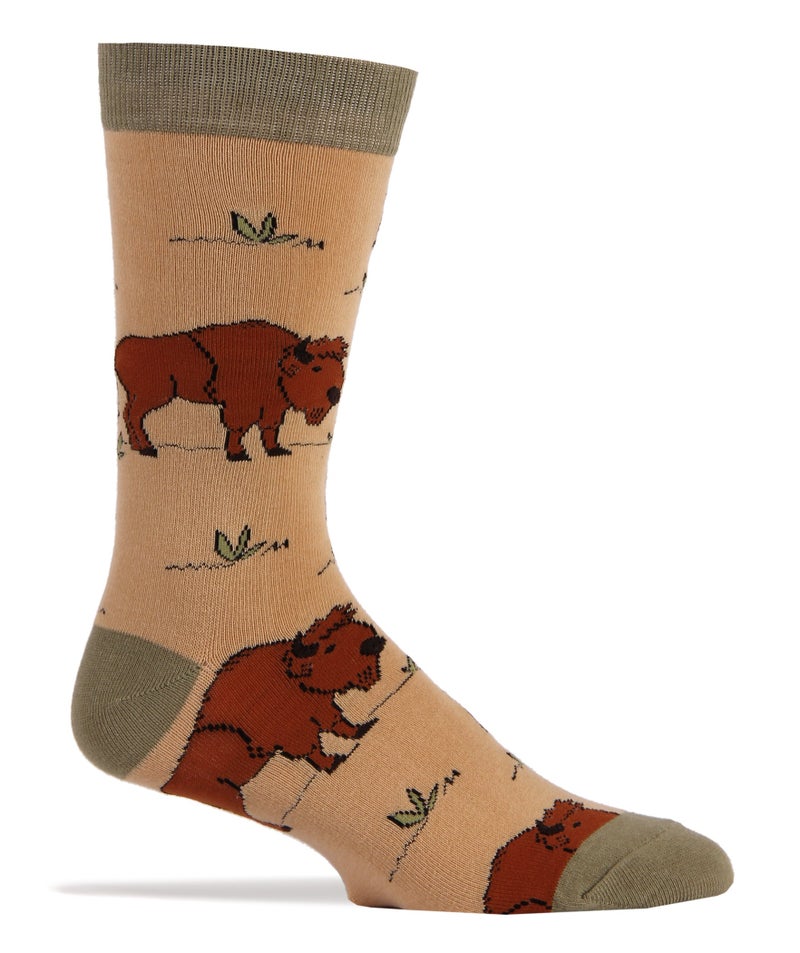 ooohyeah Men's Colorful Novelty Wild Life Animal Crew Socks, Funny Crazy Cool Dress Socks, Buffao - Image 2